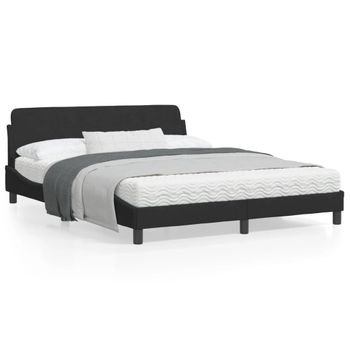 Vidaxl Estructura De Cama Con Cabecero De Terciopelo Negro 160x200 Cm