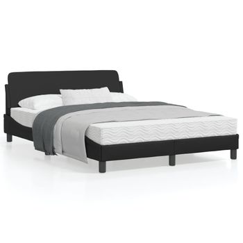 Vidaxl Estructura De Cama Con Cabecero Cuero Sintético Negro 140x200cm