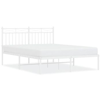 Vidaxl Estructura De Cama De Metal Con Cabecero Blanca 135x190 Cm