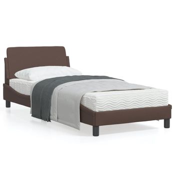 Vidaxl Estructura De Cama Con Cabecero Cuero Sintético Marrón 80x200cm