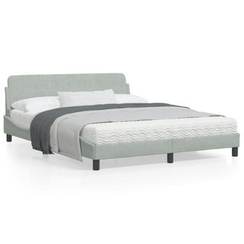 Vidaxl Estructura De Cama Con Cabecero Terciopelo Gris Claro 160x200cm