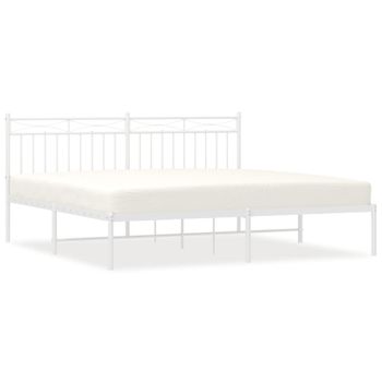 Vidaxl Estructura De Cama De Metal Con Cabecero Blanco 183x213 Cm