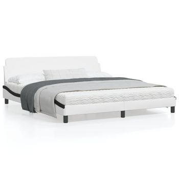 Vidaxl Estructura De Cama Con Cabecero Cuero Sintético Blanco Y Negro