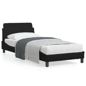 Vidaxl Estructura De Cama Con Cabecero Cuero Sintético Negro 90x190 Cm