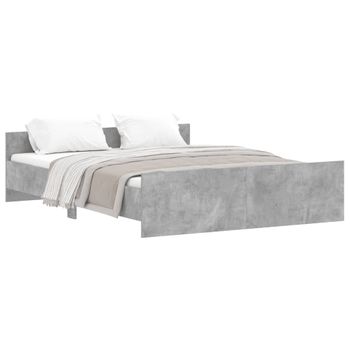 Vidaxl Estructura De Cama Con Cabecero Piecero Gris Hormigón 150x200cm