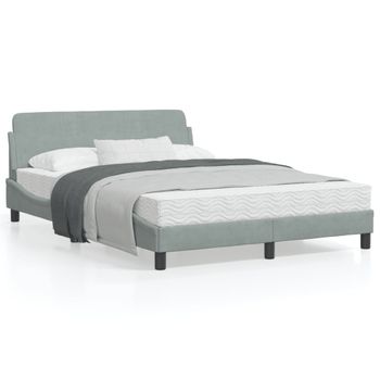 Vidaxl Estructura De Cama Con Cabecero Terciopelo Gris Claro 140x190cm