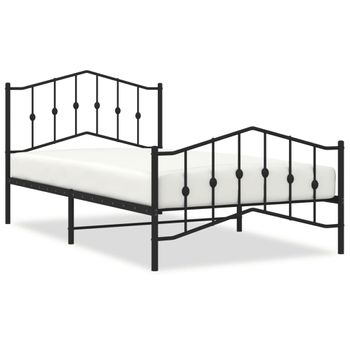 Vidaxl Estructura De Cama Con Cabecero Y Estribo Metal Negro 100x200cm