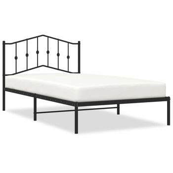 Vidaxl Estructura De Cama Con Cabecero Metal Negro 107x203 Cm