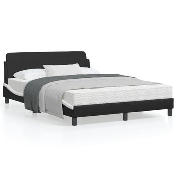 Vidaxl Estructura Cama Cabecero Cuero Sintético Negro Blanco 120x200cm