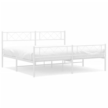 Vidaxl Estructura Cama Metal Con Cabecero Y Pie Cama Blanco 183x213 Cm