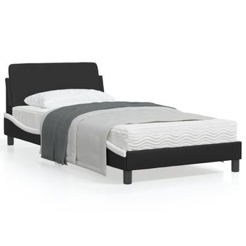 Vidaxl Estructura De Cama Con Cabecero Cuero Sintético Negro Y Blanco