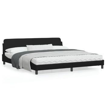 Vidaxl Estructura De Cama Con Cabecero Cuero Sintético Negro 200x200cm