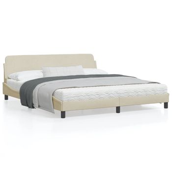 Vidaxl Estructura De Cama Con Cabecero De Tela Color Crema 180x200 Cm