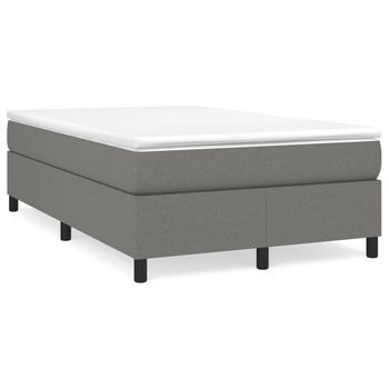 Vidaxl Cama Box Spring Con Colchón Tela Gris Oscuro 120x190 Cm