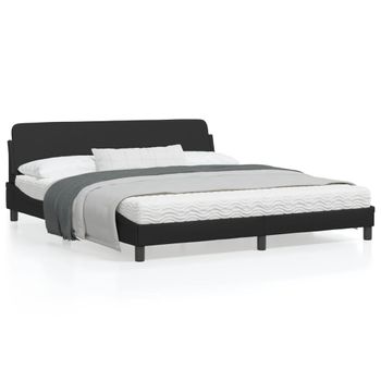 Vidaxl Estructura De Cama Con Cabecero Cuero Sintético Negro 180x200cm