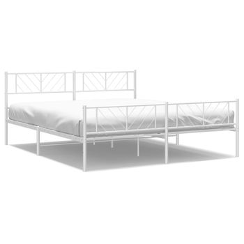 Vidaxl Estructura Cama Metal Con Cabecero Y Pie Cama Blanco 183x213 Cm