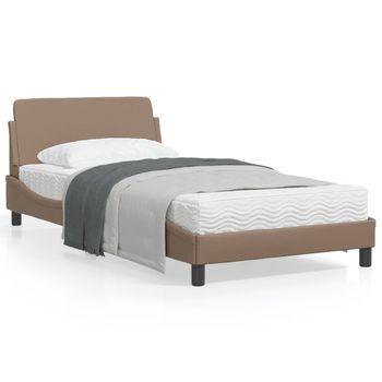 Vidaxl Estructura De Cama Cabecero Cuero Sintético Capuchino 100x200cm Marrón