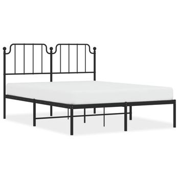 Vidaxl Estructura De Cama Con Cabecero Metal Negro 150x200 Cm