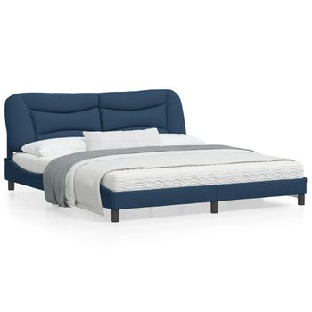 Vidaxl Estructura De Cama Con Cabecero De Tela Azul 180x200 Cm