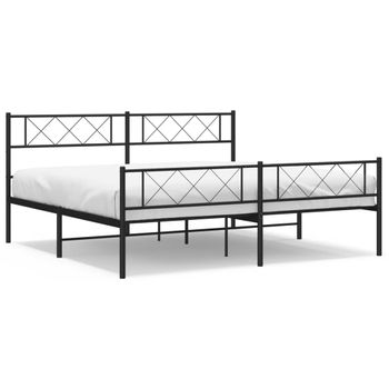 Vidaxl Estructura De Cama Cabecero Y Estribo Metal Negro 193x203 Cm