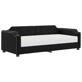 Vidaxl Sofá Cama Con Colchón Tela Negro 90x200 Cm