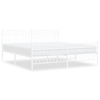 Vidaxl Estructura Cama Metal Con Cabecero Y Estribo Blanco 180x200 Cm