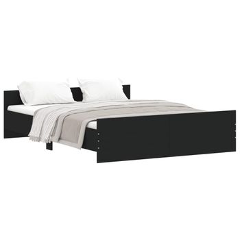 Vidaxl Estructura De Cama Con Cabecero Piecero Negro 150x200 Cm