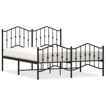 Vidaxl Estructura De Cama Cabecero Y Estribo Metal Negro 150x200 Cm