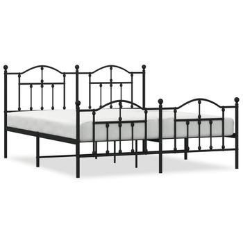 Vidaxl Estructura De Cama Cabecero Y Estribo Metal Negro 180x200 Cm