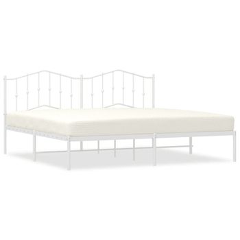 Vidaxl Estructura De Cama De Metal Con Cabecero Blanco 193x203 Cm