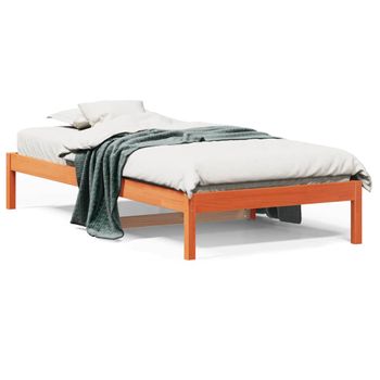 Vidaxl Sofá Cama De Madera Maciza De Pino Marrón Cera 90x190 Cm