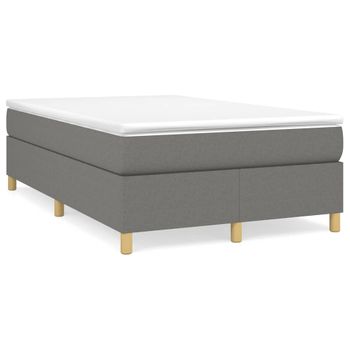 Vidaxl Cama Box Spring Con Colchón Tela Gris Oscuro 120x190 Cm