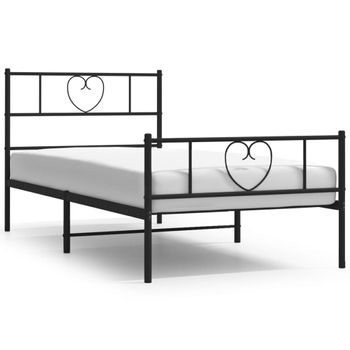 Vidaxl Estructura De Cama Con Cabecero Y Estribo Metal Negro 100x190cm