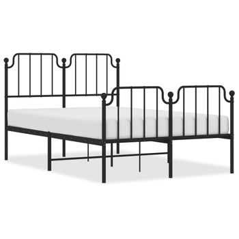 Vidaxl Estructura De Cama Con Cabecero Y Estribo Metal Negro 120x200cm