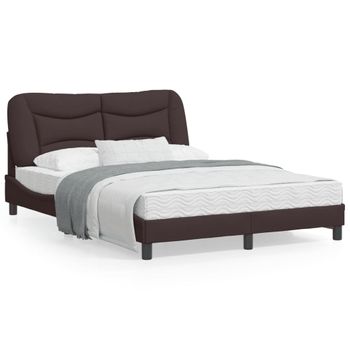 Vidaxl Estructura De Cama Con Cabecero De Tela Marrón Oscuro 140x190cm