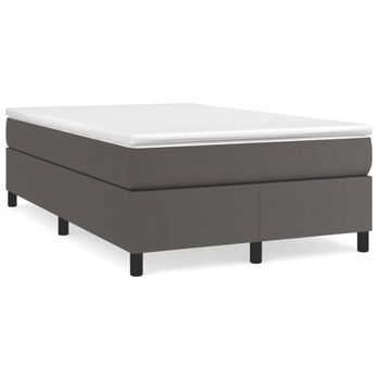 Vidaxl Cama Box Spring Con Colchón Cuero Sintético Gris 120x190 Cm