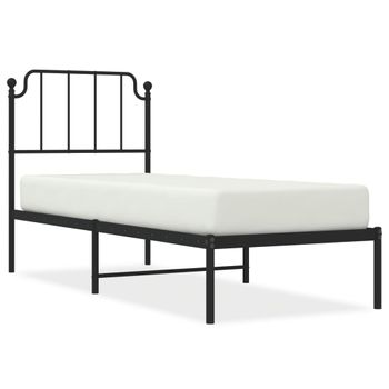 Vidaxl Estructura De Cama Con Cabecero Metal Negro 80x200 Cm