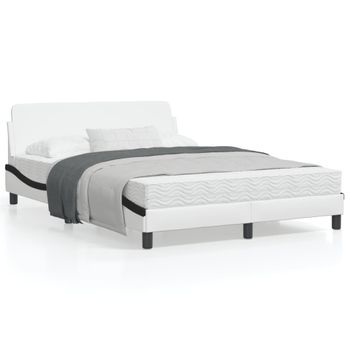 Vidaxl Estructura Cama Cabecero Cuero Sintético Blanco Negro 120x200cm