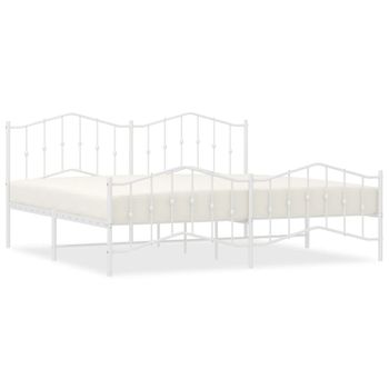 Vidaxl Estructura Cama Metal Con Cabecero Y Estribo Blanco 200x200 Cm