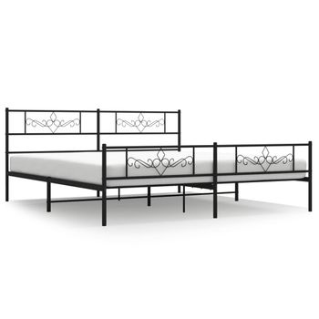 Vidaxl Estructura De Cama Cabecero Y Estribo Metal Negro 193x203cm