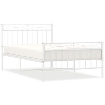 Vidaxl Estructura Cama Metal Con Cabecero Y Pie Cama Blanca 107x203 Cm