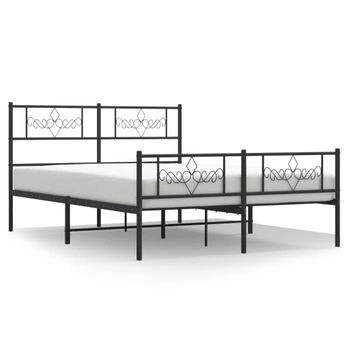 Vidaxl Estructura De Cama Cabecero Y Estribo Metal Negro 140x190 Cm