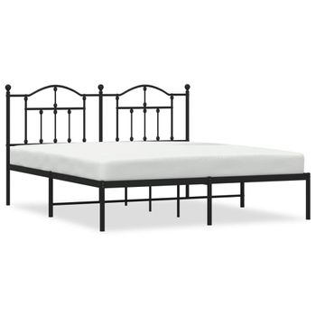 Vidaxl Estructura De Cama Con Cabecero Metal Negro 183x213 Cm