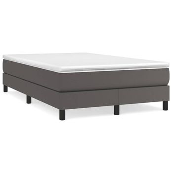 Vidaxl Cama Box Spring Con Colchón Cuero Sintético Gris 120x190 Cm