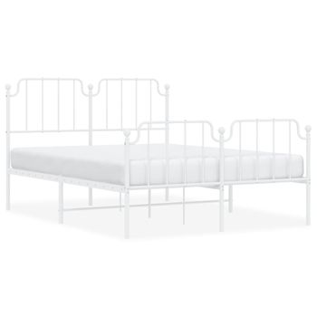 Vidaxl Estructura Cama Metal Con Cabecero Y Estribo Blanco 150x200 Cm