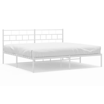 Vidaxl Estructura De Cama Con Cabecero Metal Blanca 200x200 Cm