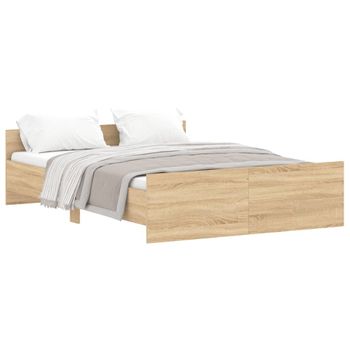 Vidaxl Estructura De Cama Con Cabecero Piecero Roble Sonoma 140x190 Cm Marrón