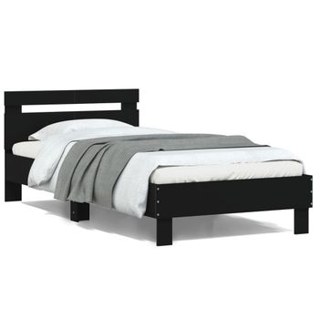 Vidaxl Estructura Cama Con Cabecero Madera Ingeniería Negro 100x200 Cm