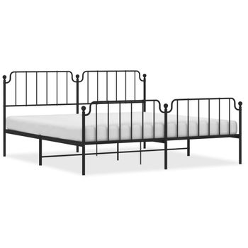 Vidaxl Estructura De Cama Cabecero Y Estribo Metal Negro 193x203 Cm