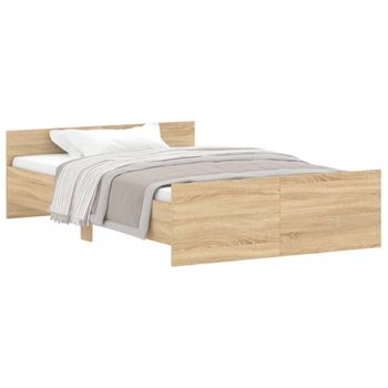 Vidaxl Estructura De Cama Con Cabecero Piecero Roble Sonoma 120x190 Cm Marrón